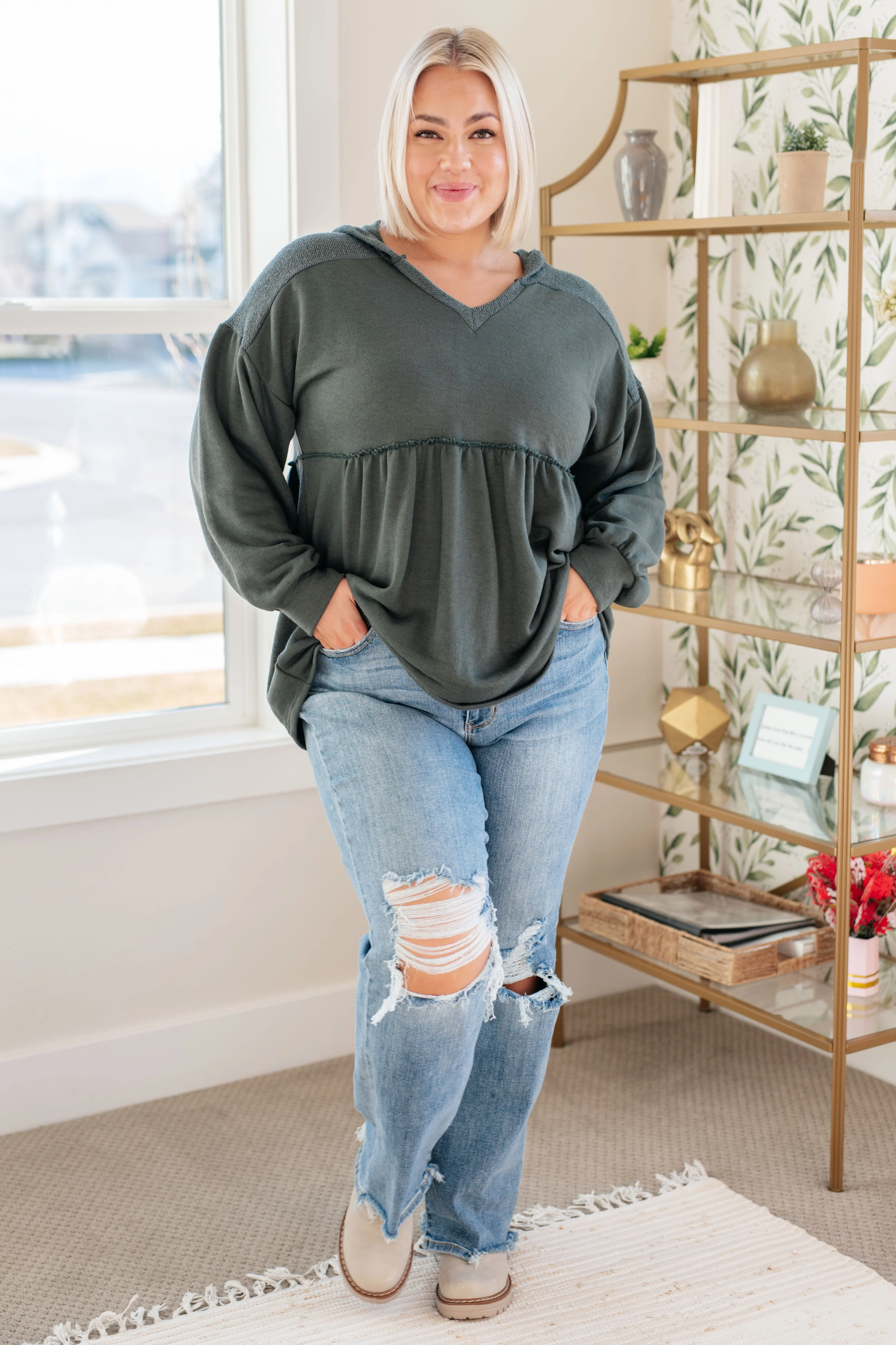 She's Not Wrong Hooded V-Neck Pullover - Image 3