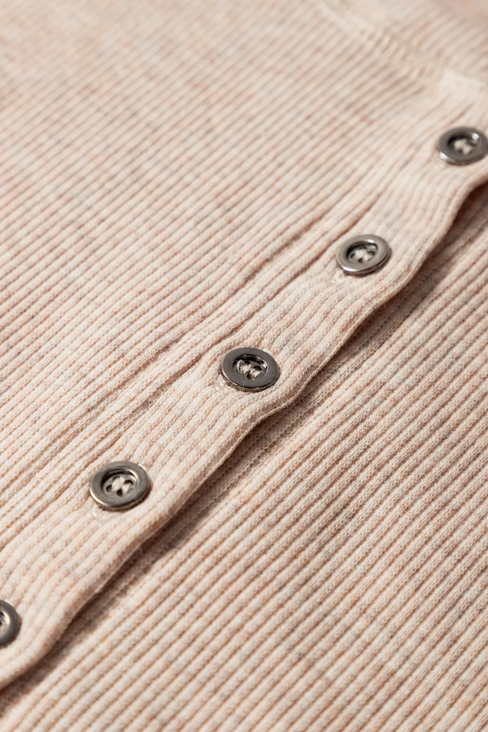 Short Sleeve Half Button Ribbed Knit Top - Image 8