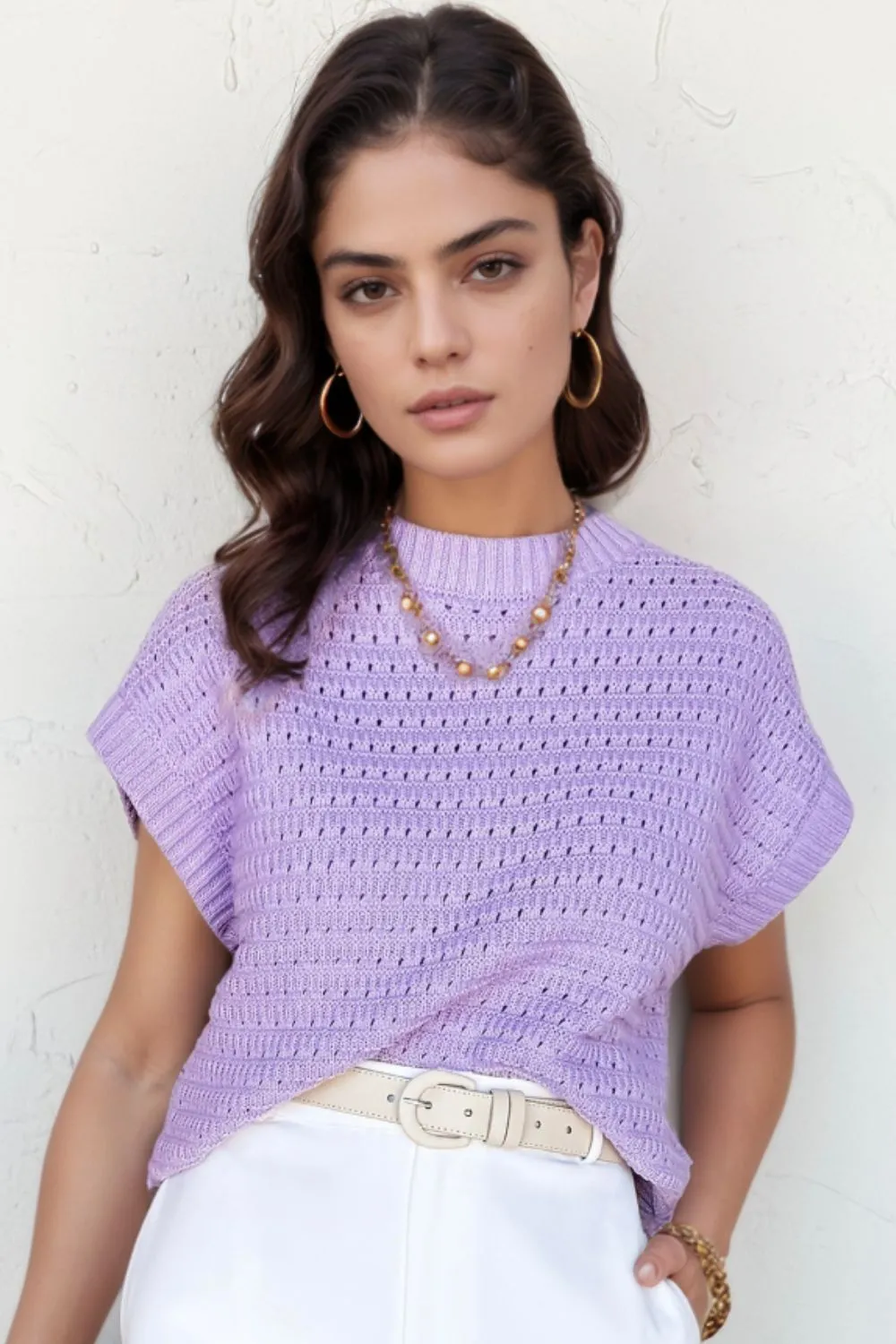 Short Sleeve Knit Sweater Top - Image 2