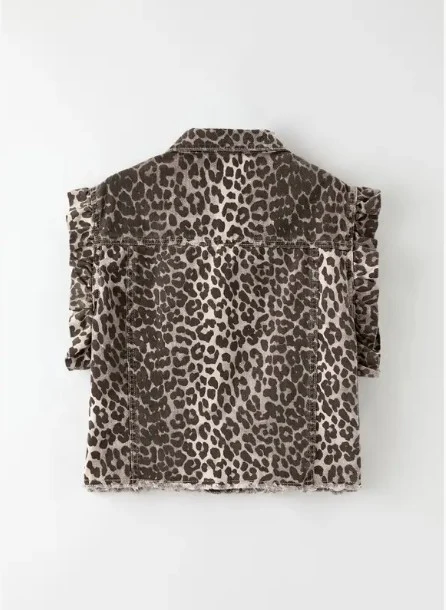 Short sleeve ruffle denim vest - Image 6