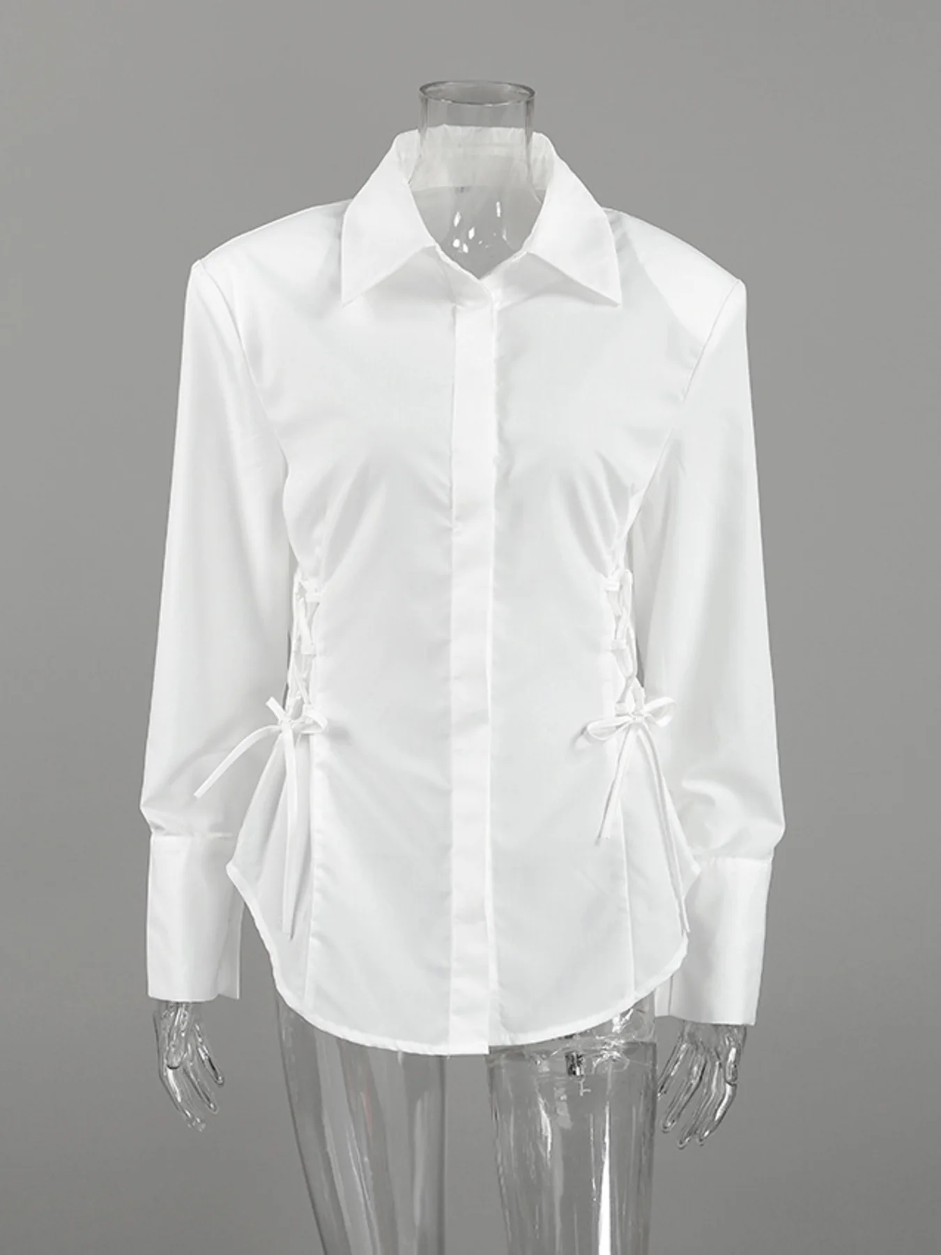 Side Lace Up Button Up Shirt - Image 4