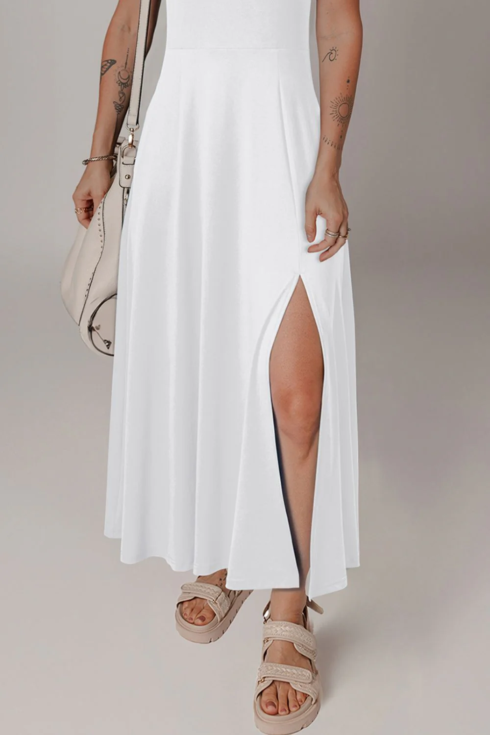 Side Slit Scoop Neck Wide Strap Dress - Image 16