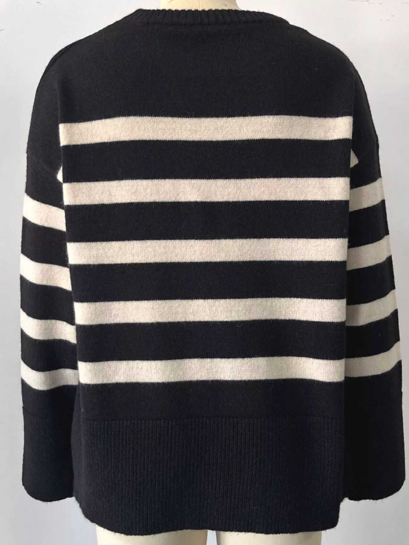 Side Slit Striped Oversized Knit Sweater - Image 9