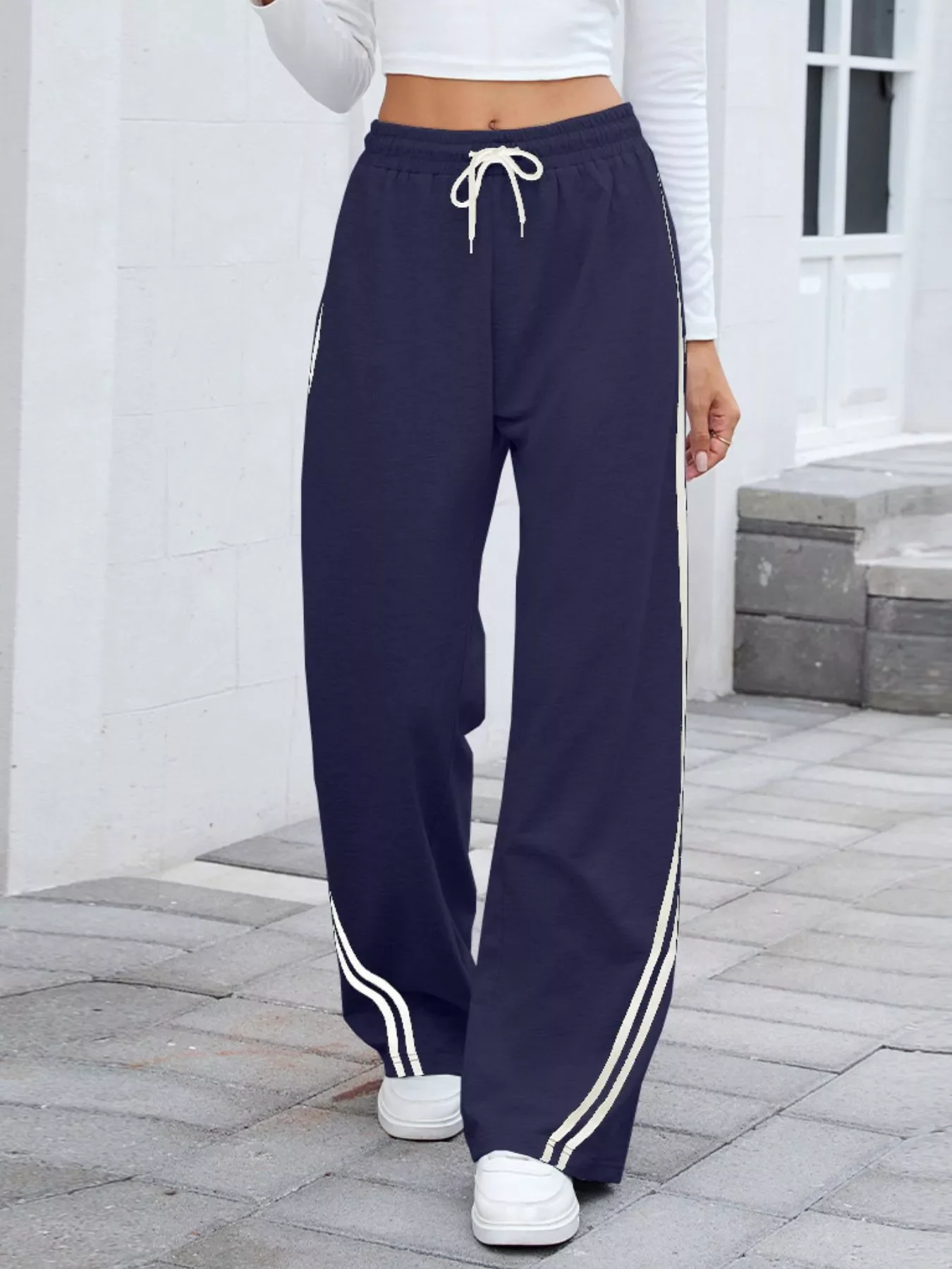 Side Striped Wide Leg Pants - Image 15