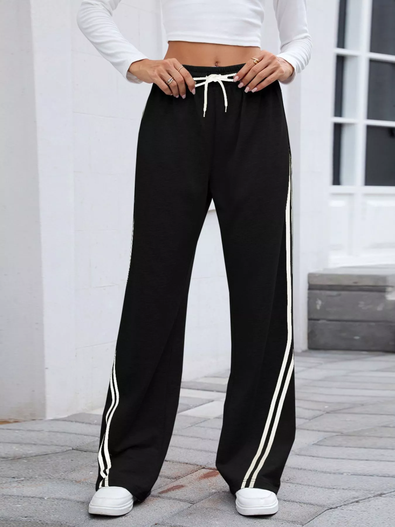 Side Striped Wide Leg Pants - Image 2