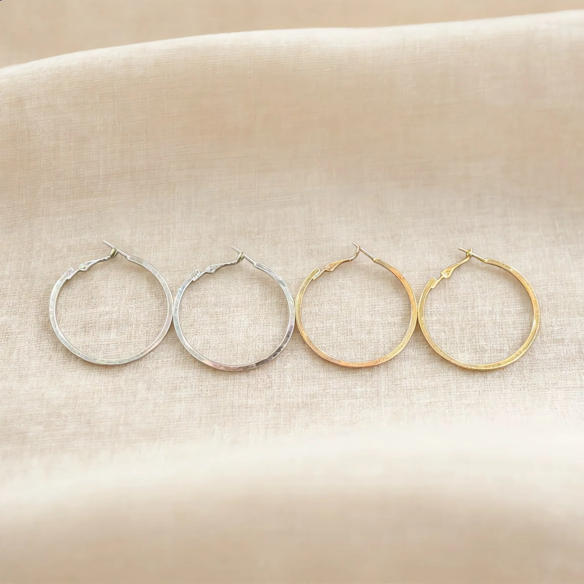 Silver and Gold Twisted Hoop Earrings