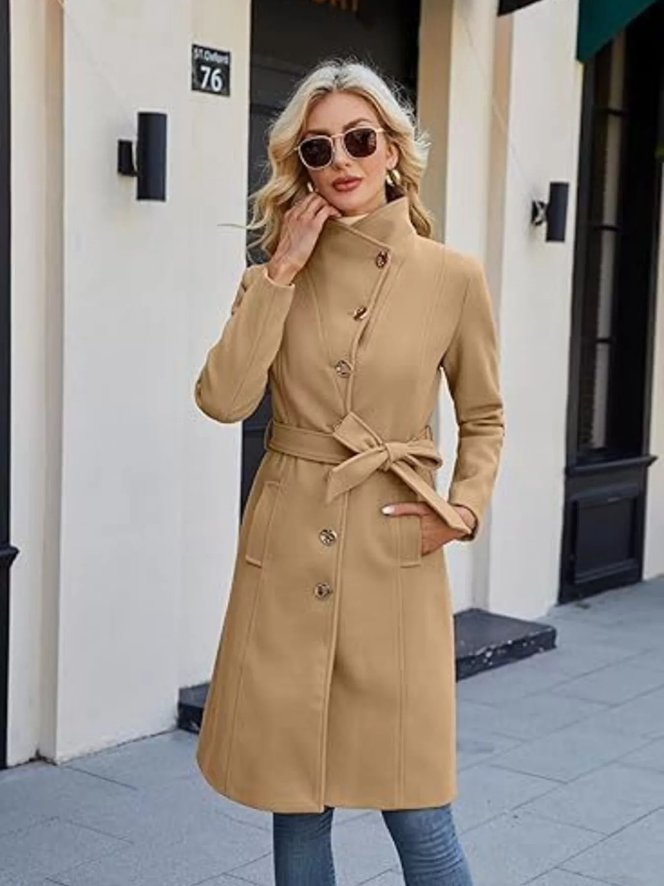 Single-Breasted Collared Neck Overcoat - Image 2