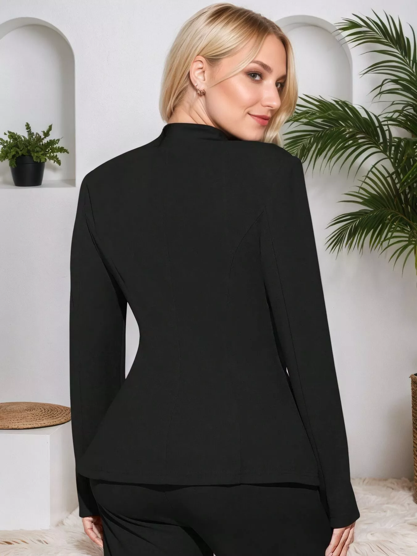 Single-Button Slim Fit Blazer - Image 2
