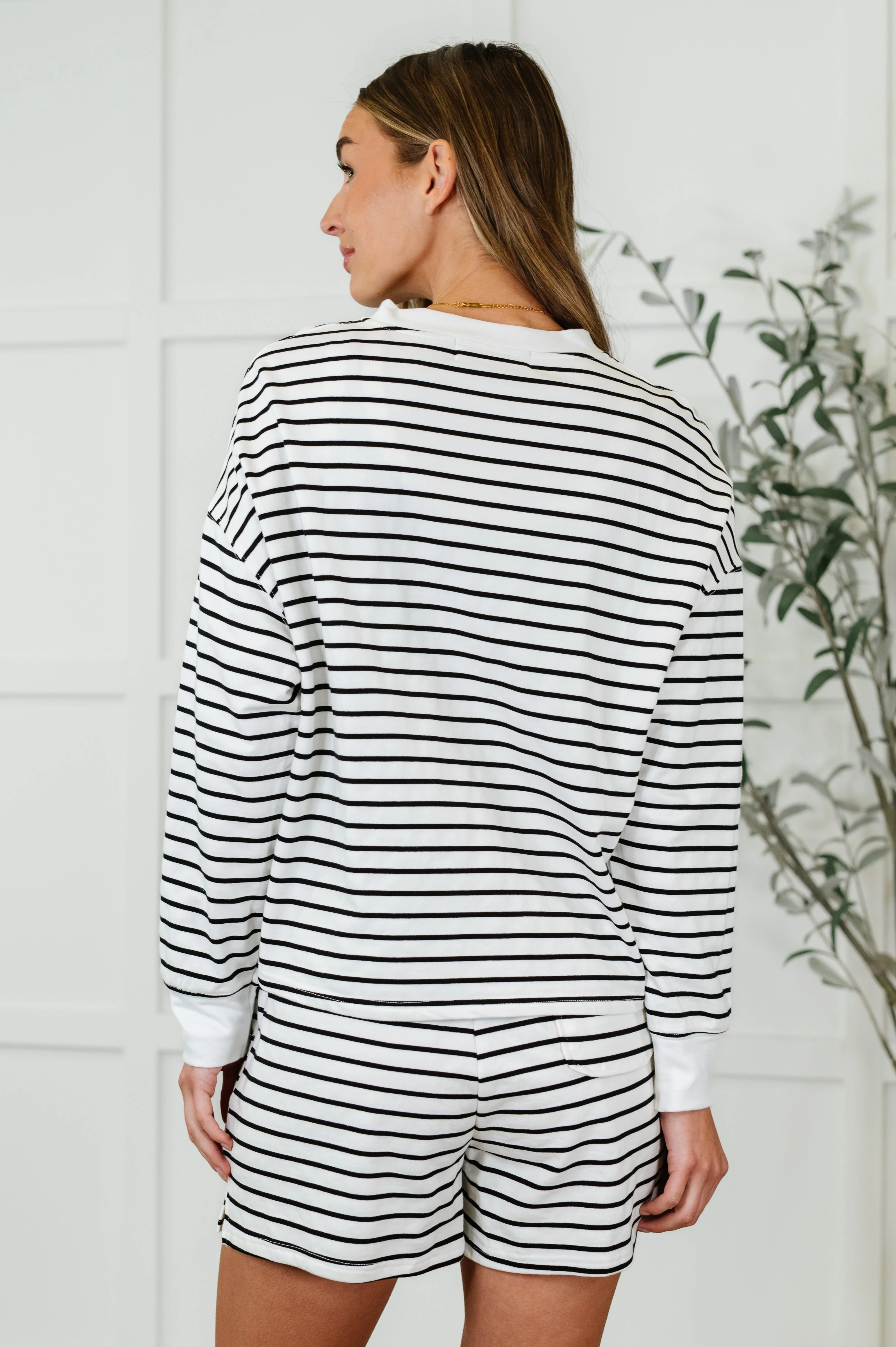 Situationally Sound Striped Long Sleeve Top and Shorts Set - Image 8