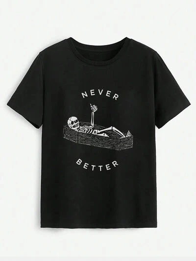 Skull Round Neck Short Sleeve T-Shirt - Image 3