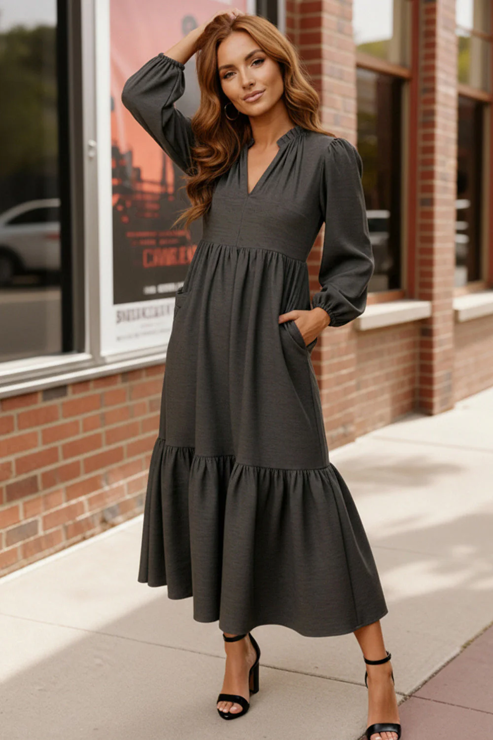 Slate Serenade Maxi Dress - Image 3