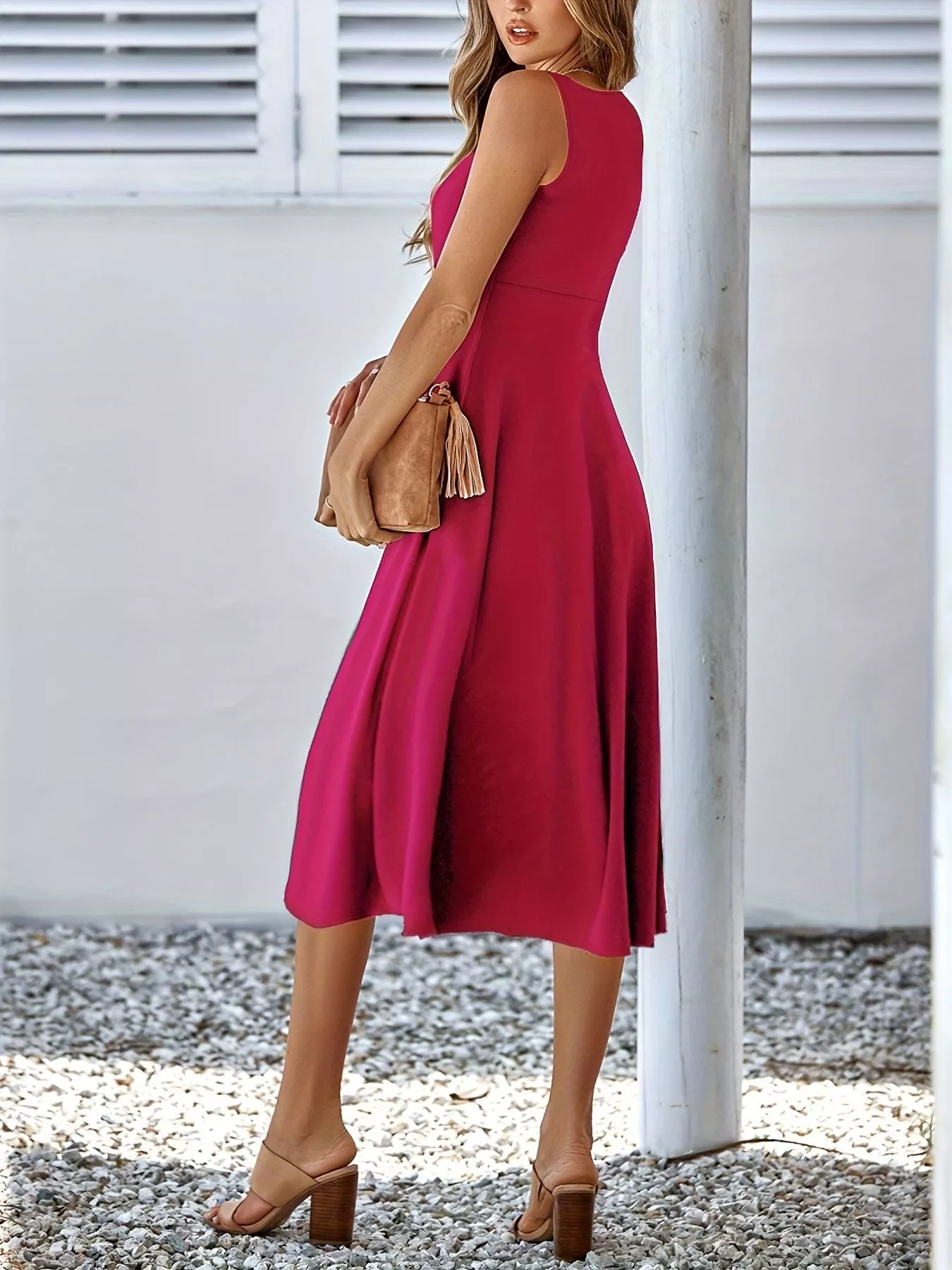 Sleeveless A-Line Midi Dress - Image 13