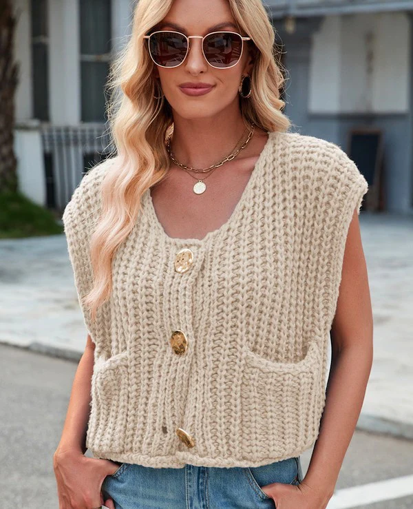 Sleeveless knit cardigan vest - Image 12