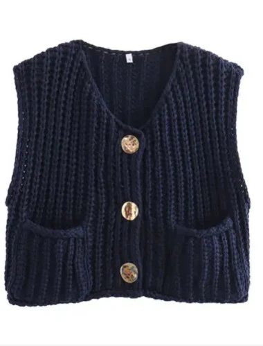 Sleeveless knit cardigan vest - Image 6