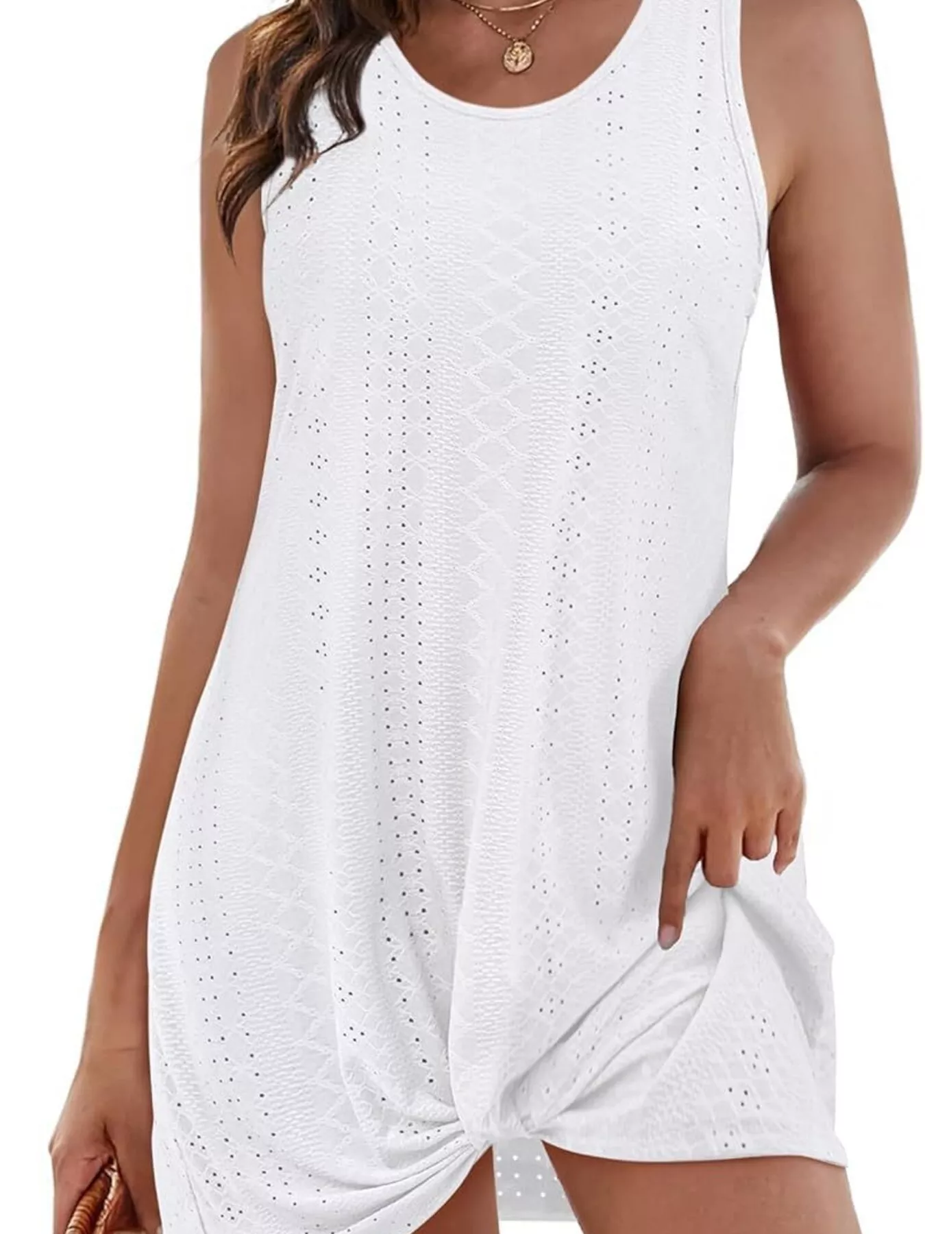 Sleeveless Knotted Hem Tank Dress - Image 10