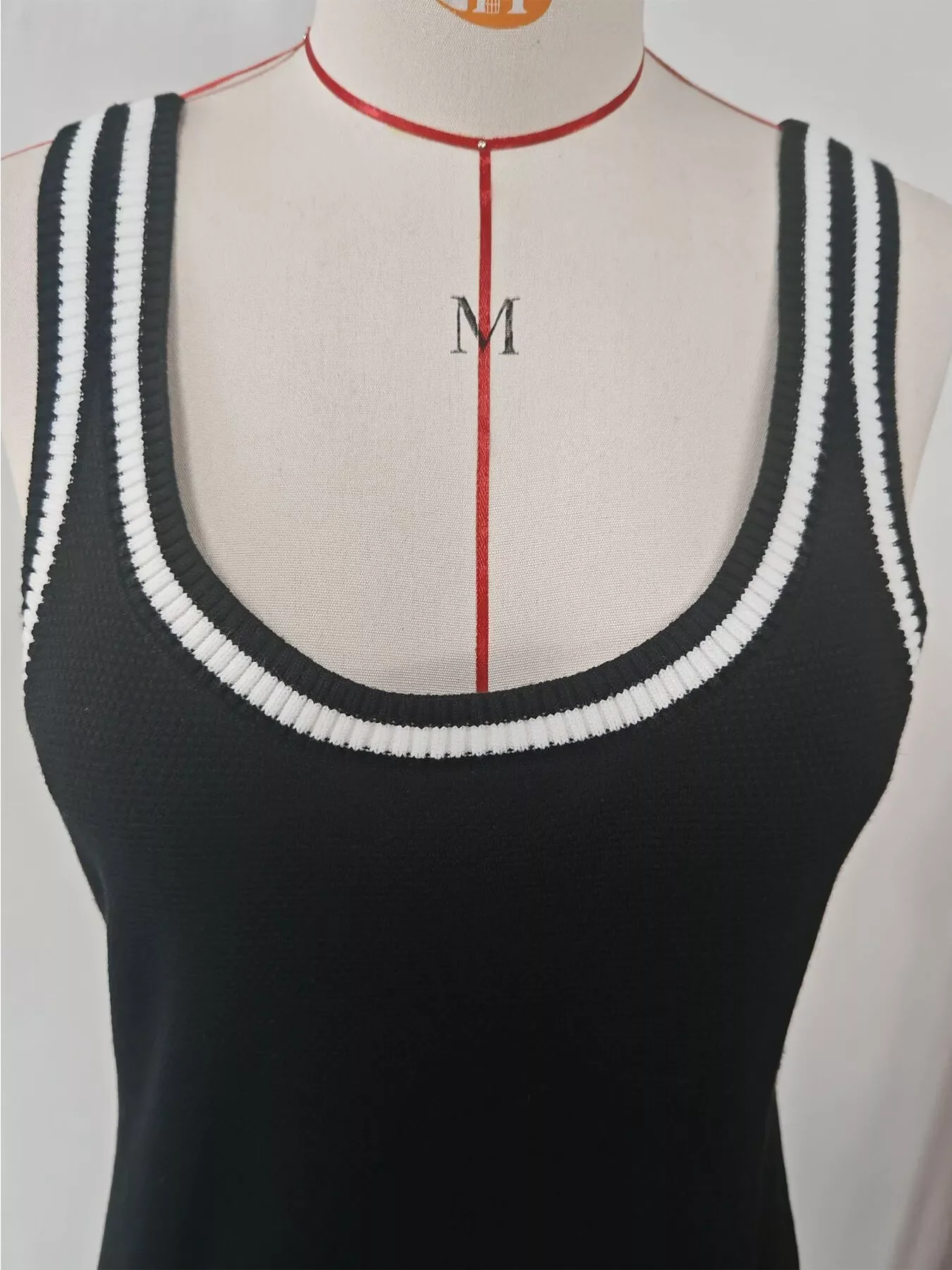 Sleeveless Ribbed Knit Sweater Dress with Contrast Trim - Image 8