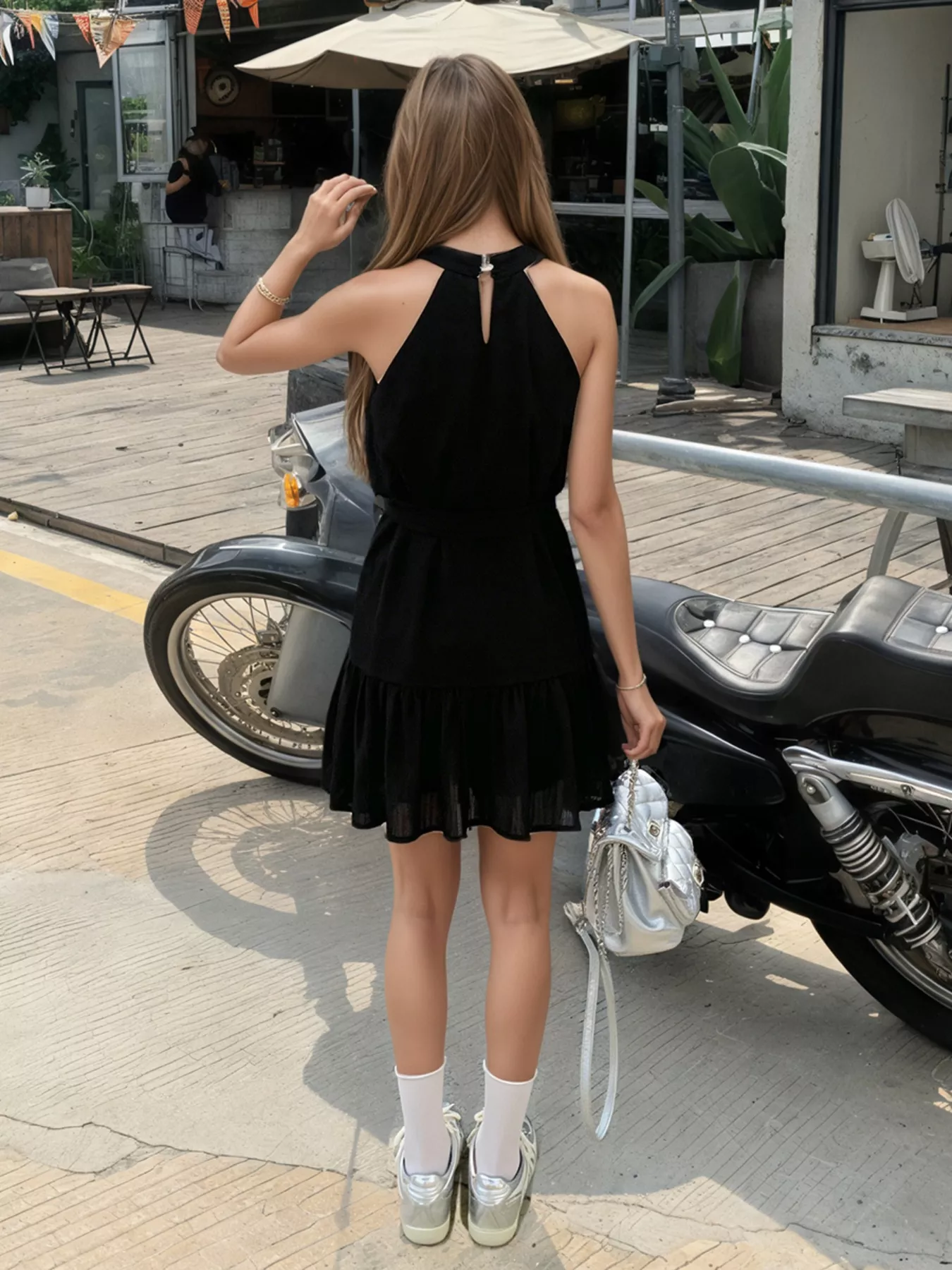 Sleeveless Tie Waist Mini Dress - Image 6