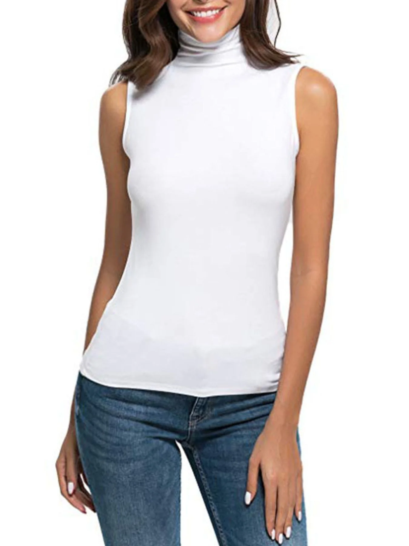 Sleeveless Turtleneck Slim Fit T-Shirt - Image 7
