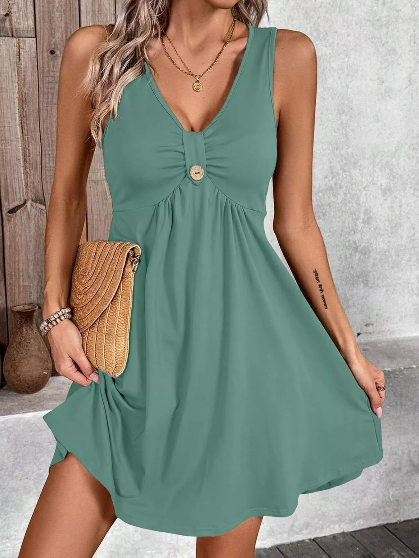 Sleeveless V-Neck A-Line Dress - Image 13