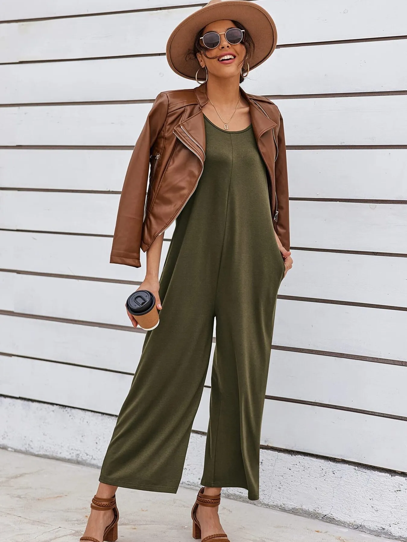 Sleeveless Wide Leg Casual Jumpsuit - Image 3