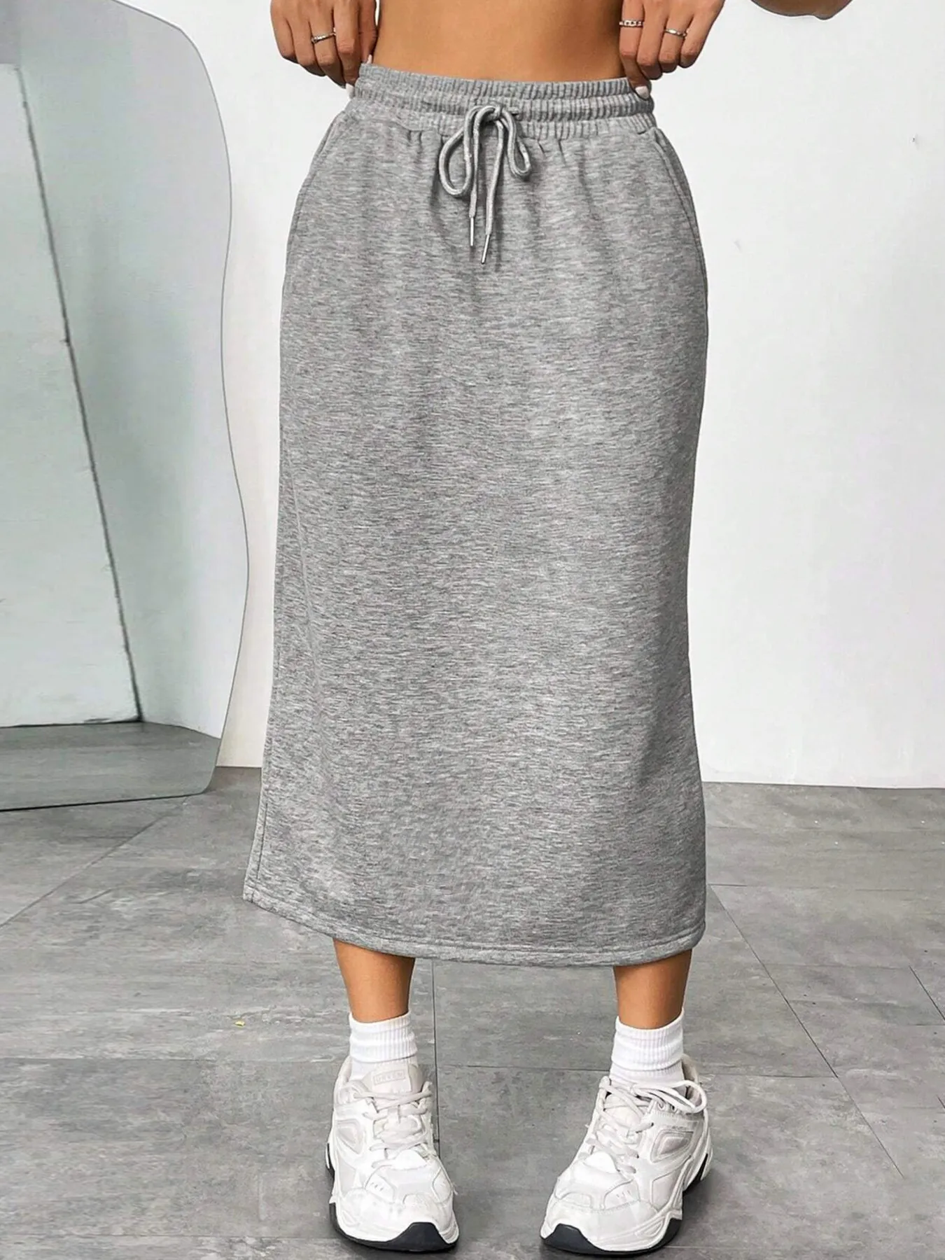 Slit Drawstring Midi Skirt - Image 5