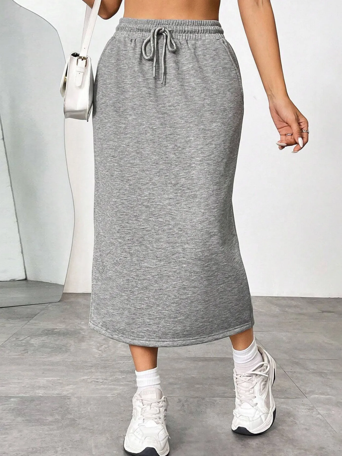 Slit Drawstring Midi Skirt - Image 6