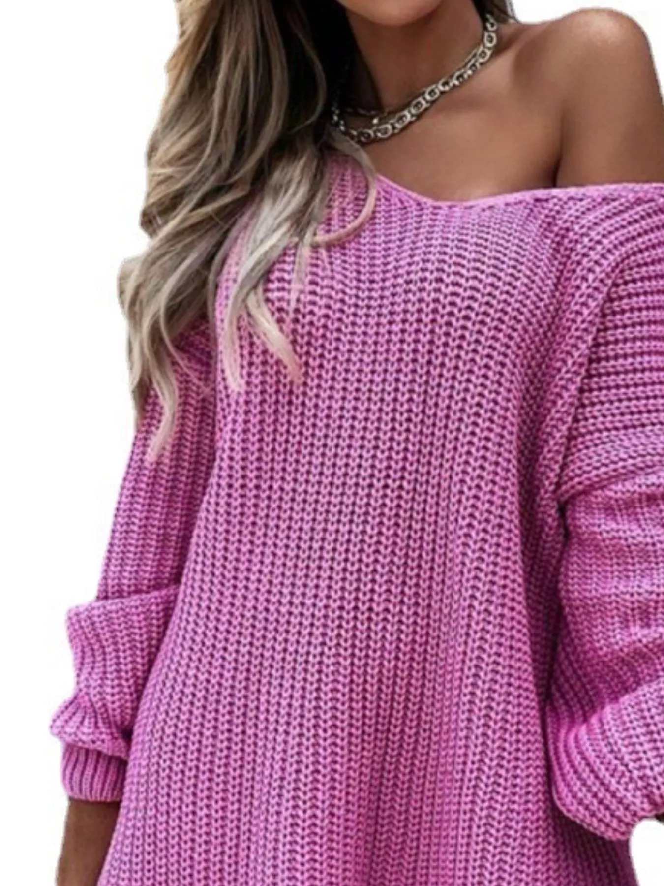 Slit Long Sleeve Sweater Dress - Image 3