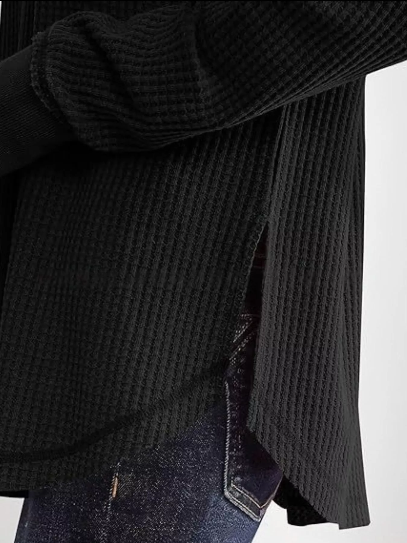 Slit Notched Long Sleeve T-Shirt - Image 11