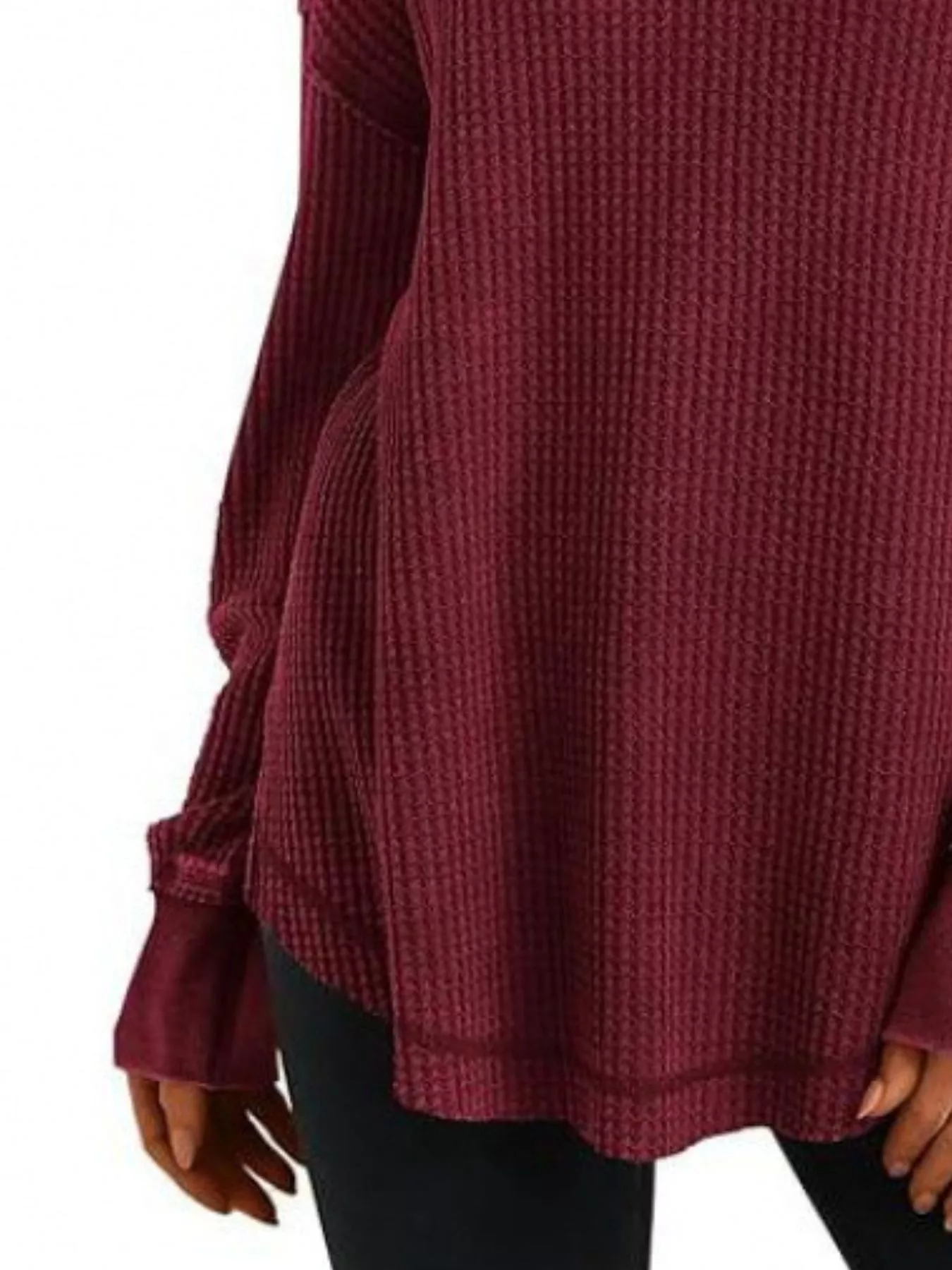 Slit Notched Long Sleeve T-Shirt - Image 22