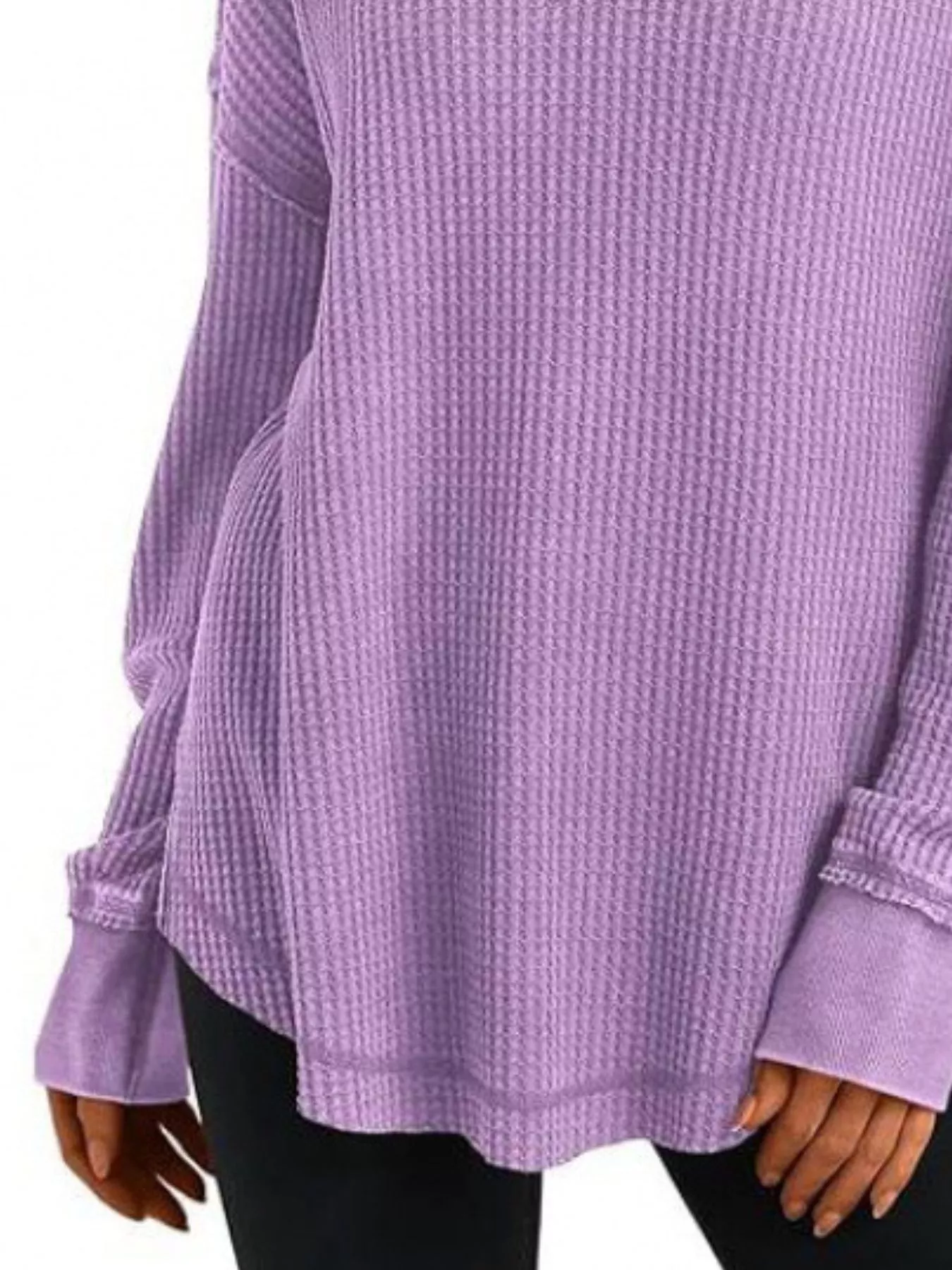 Slit Notched Long Sleeve T-Shirt - Image 25