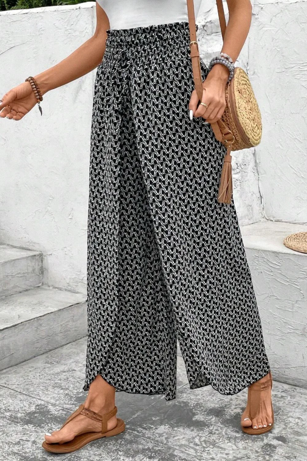 Slit Printed Wide leg Pants - Image 6
