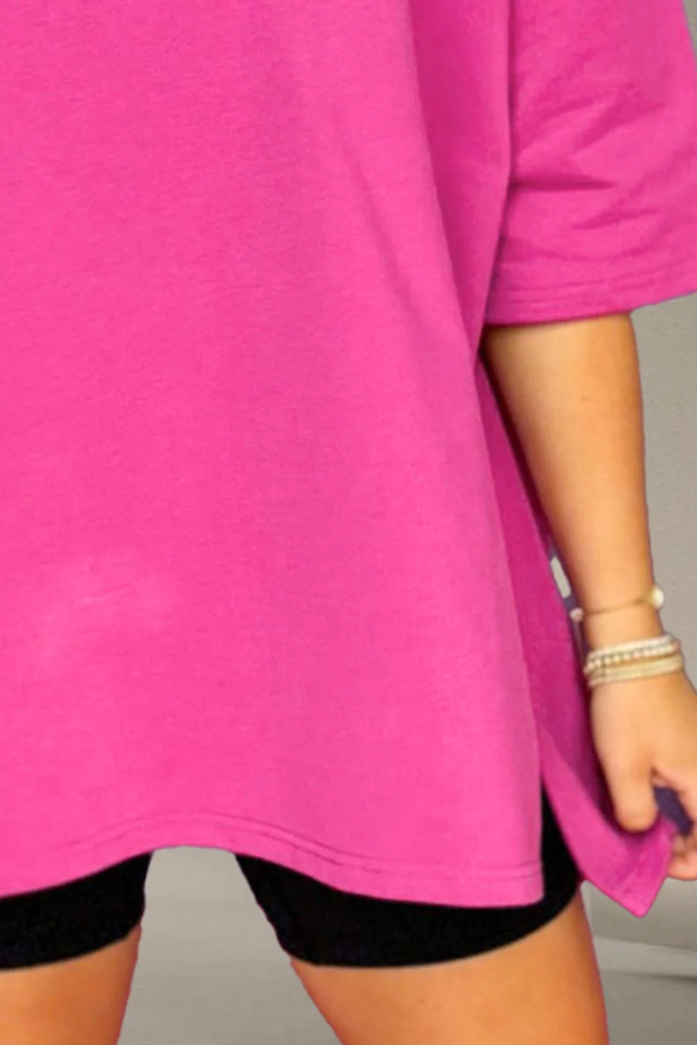 Slit Round Neck Half Sleeve T-Shirt - Image 3