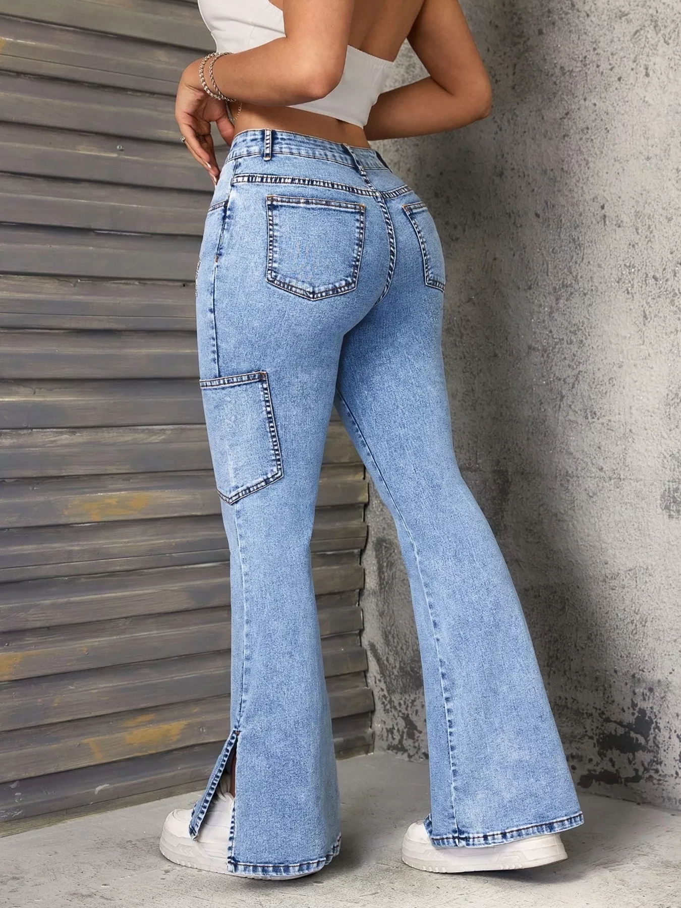 Slit Star Flare Leg Jeans - Image 5