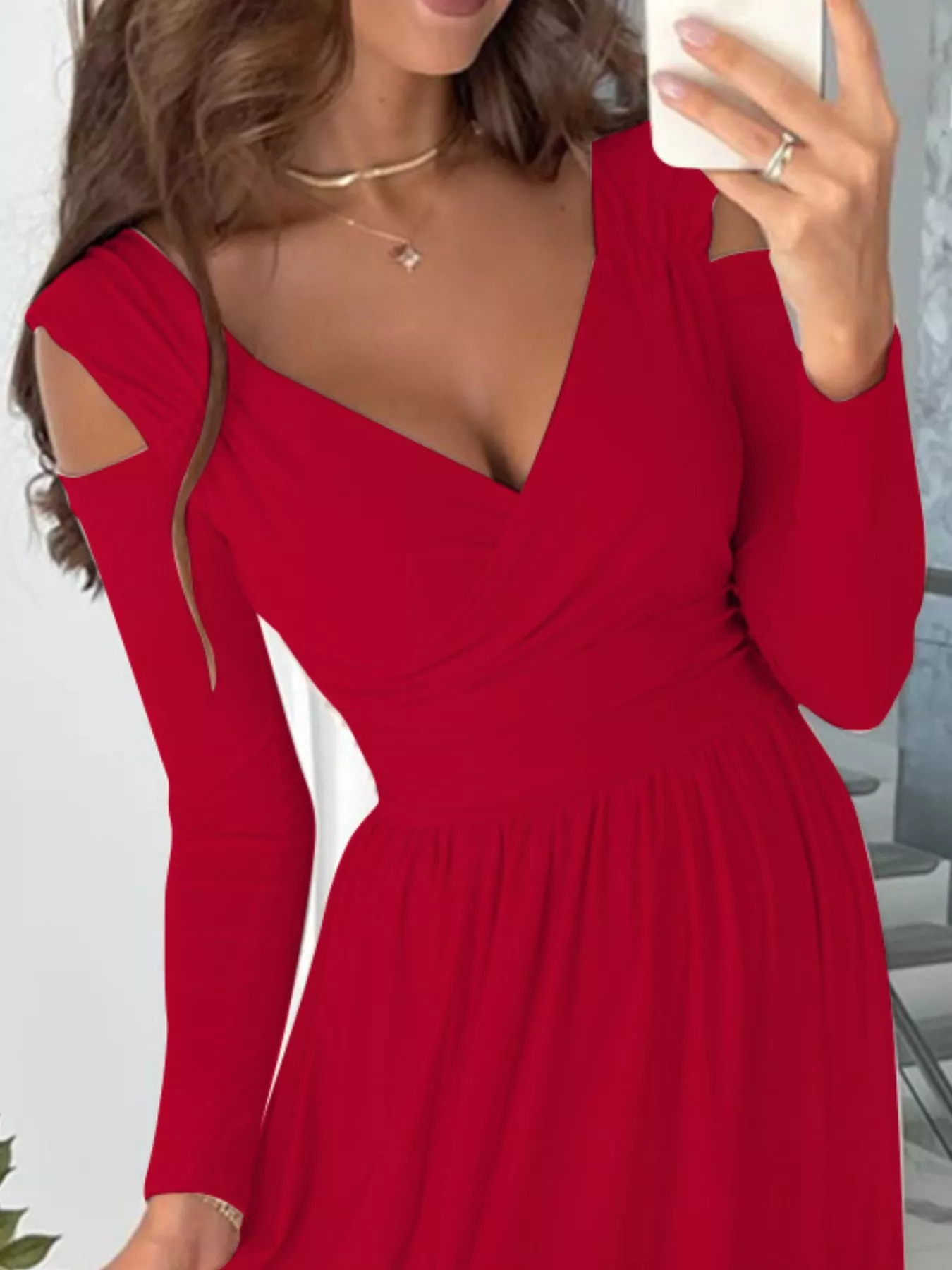 Slit Surplice Cold Shoulder Maxi Dress - Image 11