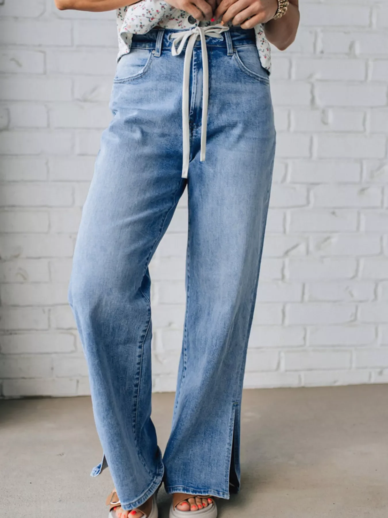 Slit Wide Leg Jeans - Image 2