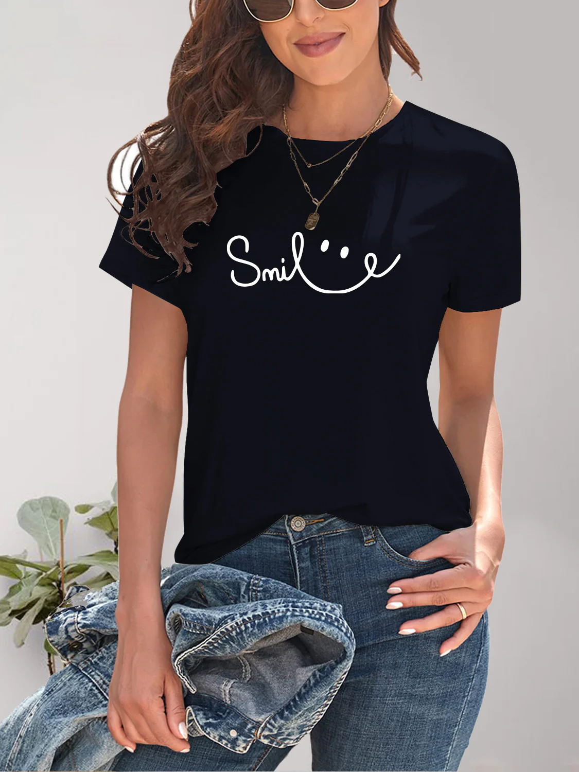 SMILE Round Neck Short Sleeve T-Shirt - Image 13