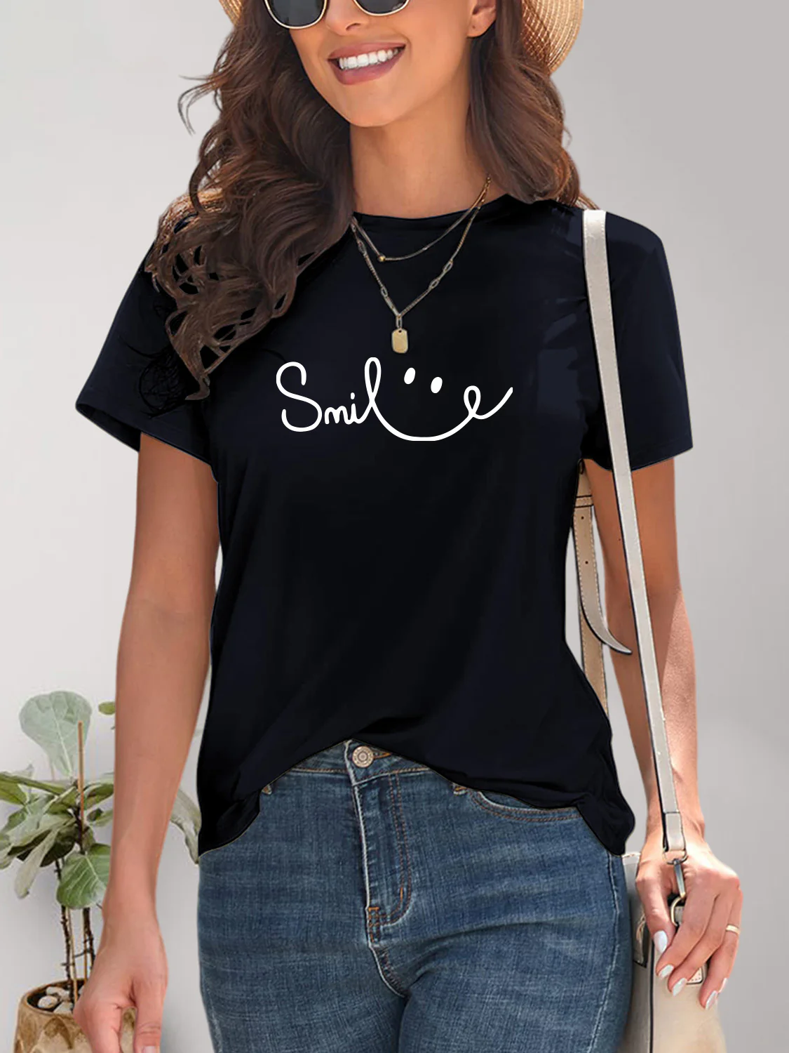 SMILE Round Neck Short Sleeve T-Shirt - Image 14