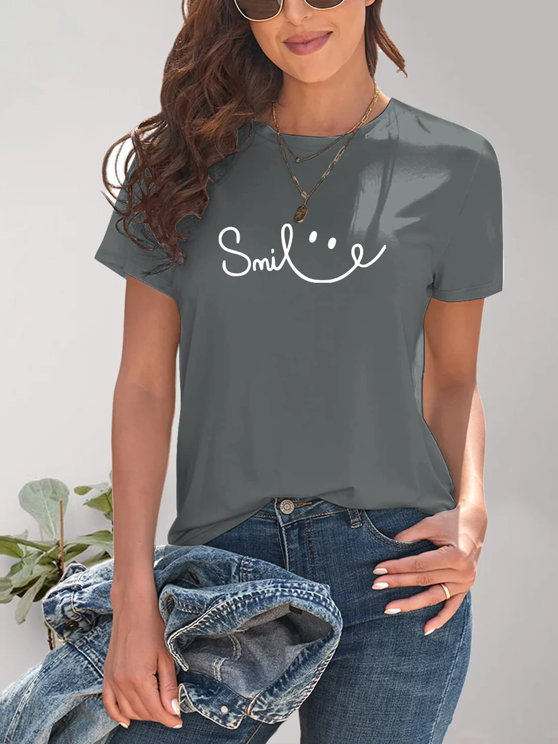 SMILE Round Neck Short Sleeve T-Shirt - Image 18