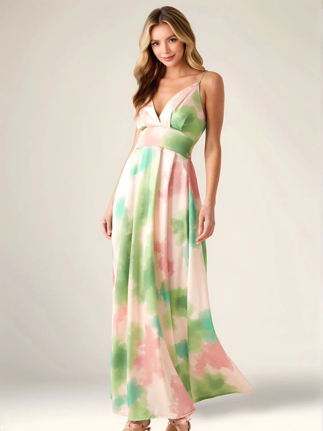 Smocked Back Tie-Dye Maxi Cami Dress - Image 9