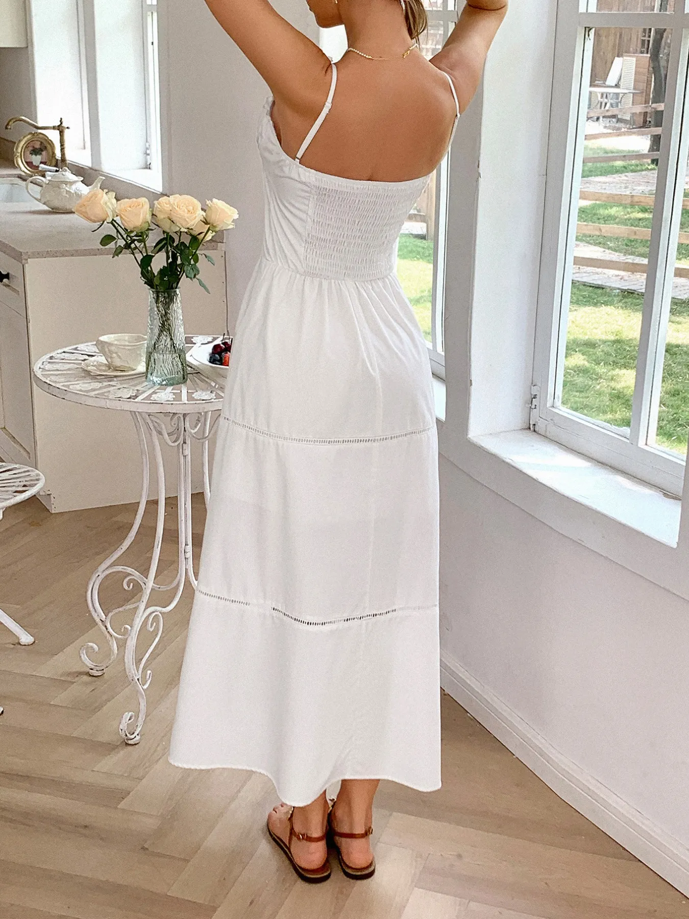 Smocked Back Tie Front Cami Dress - Image 3