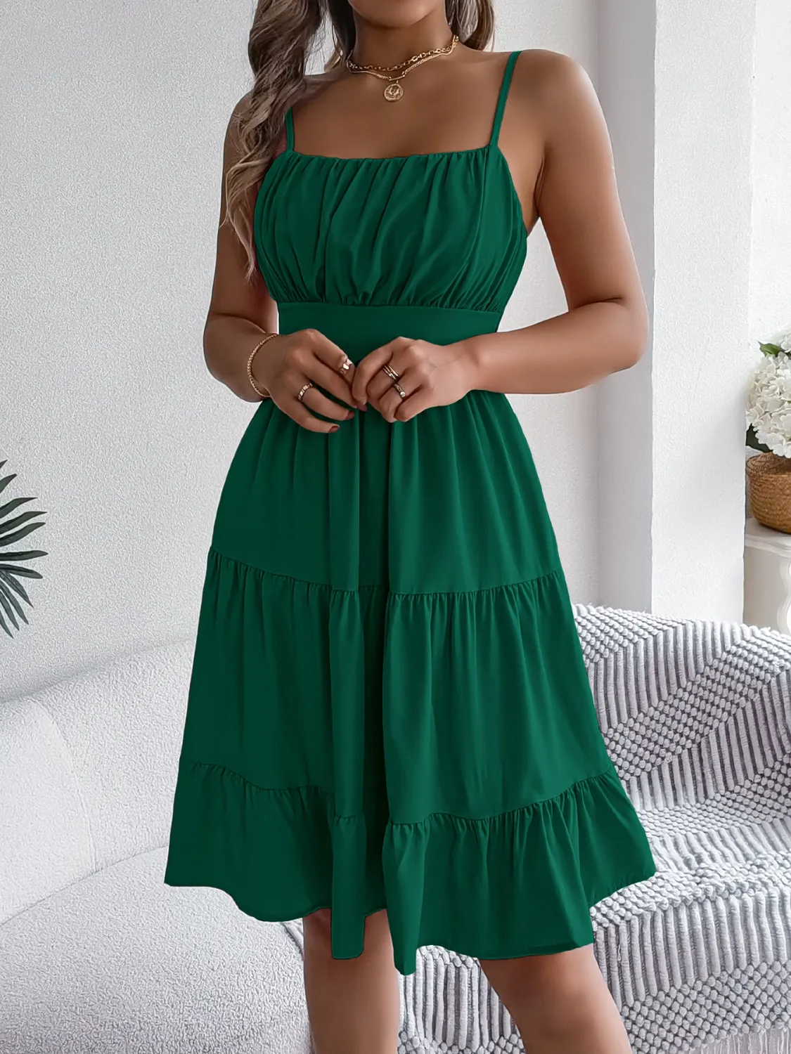 Smocked Back Tiered Cami Dress - Image 19
