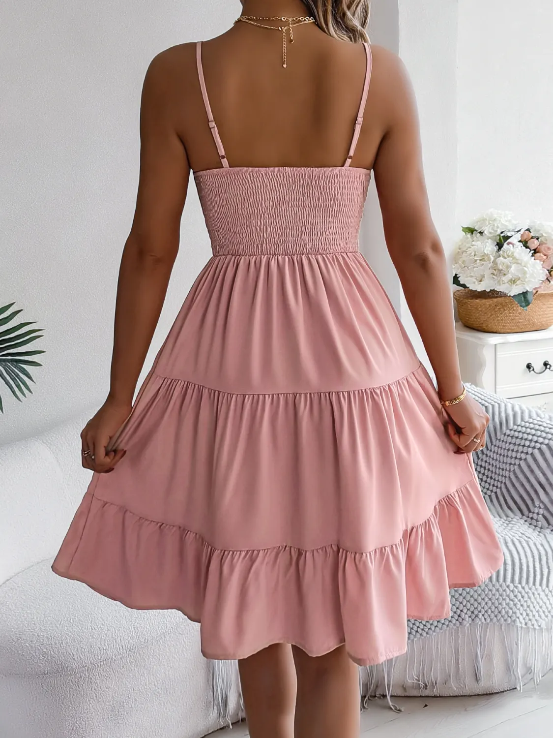 Smocked Back Tiered Cami Dress - Image 3