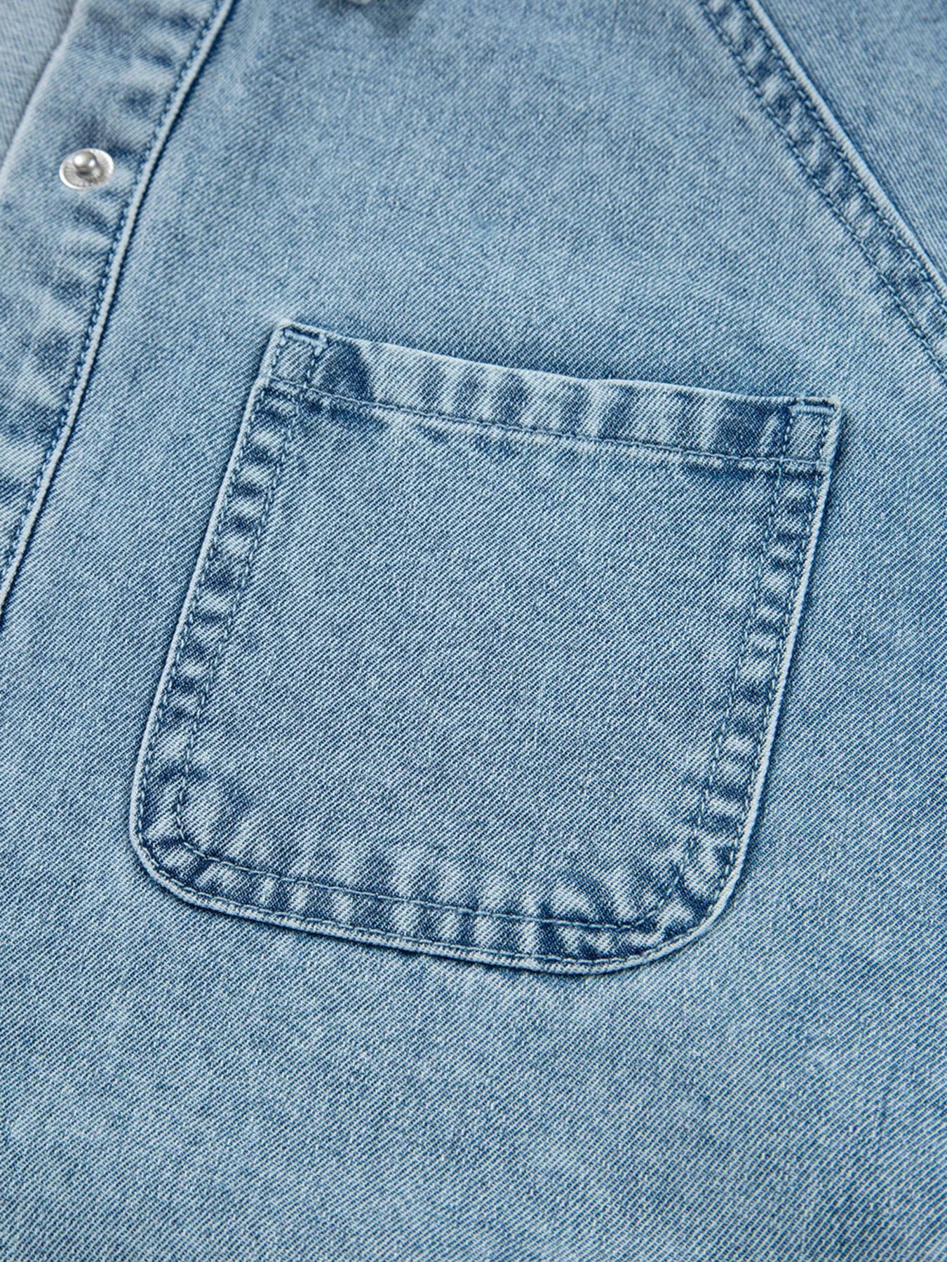 Smocked Cuffs Flared Denim Shirt Mini Dress - Image 12