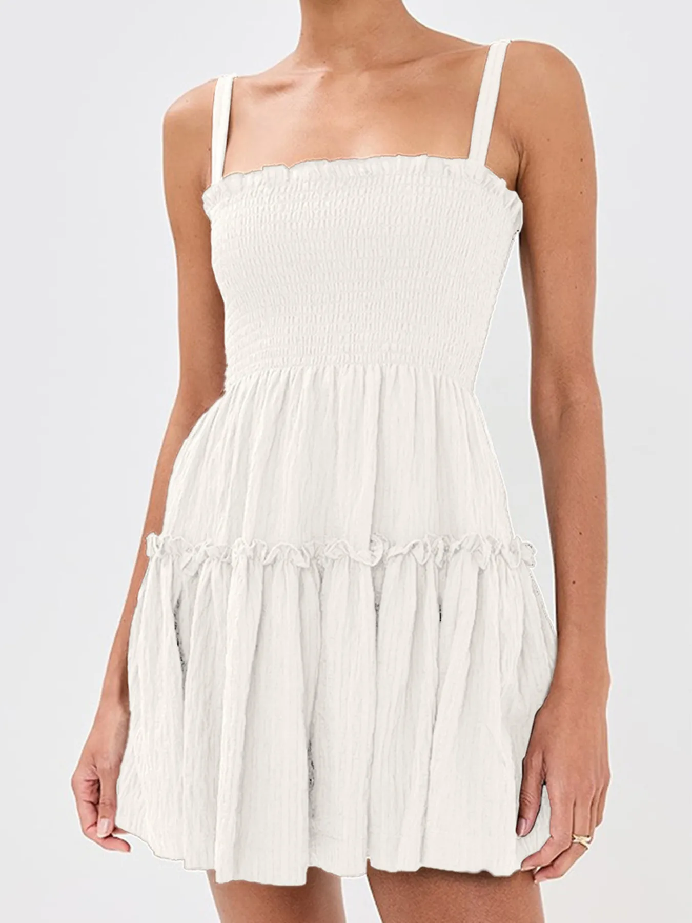 Smocked Frill Cami Mini Dress - Image 9