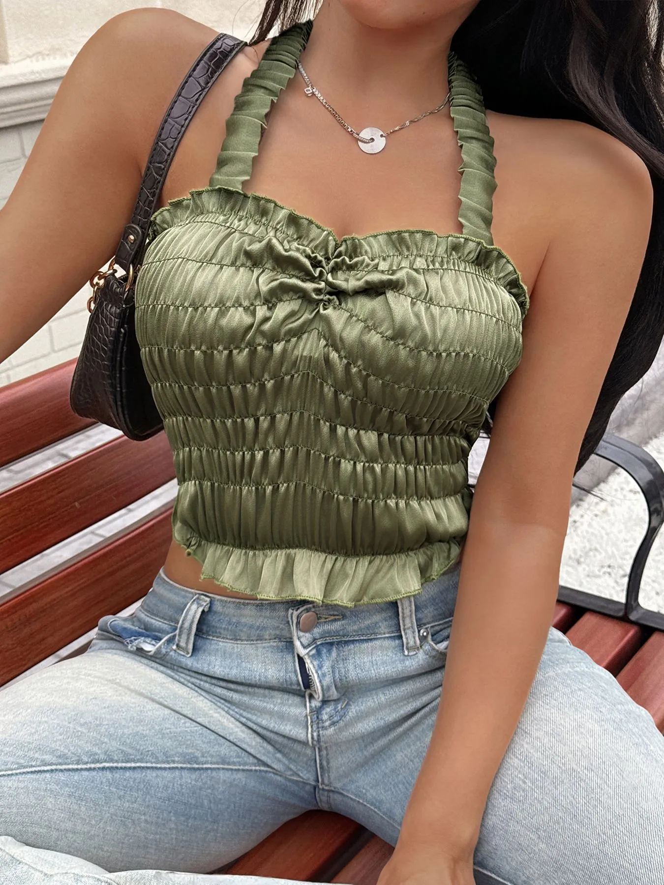 Smocked Halter Neck Cami - Image 4