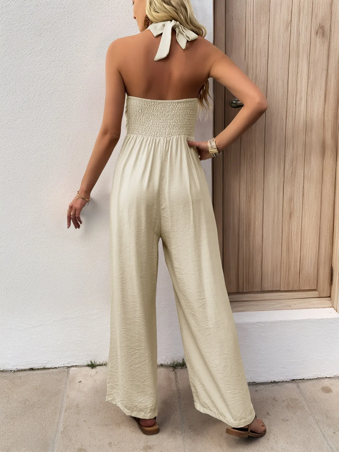Smocked Halter Neck Jumpsuit - Image 4