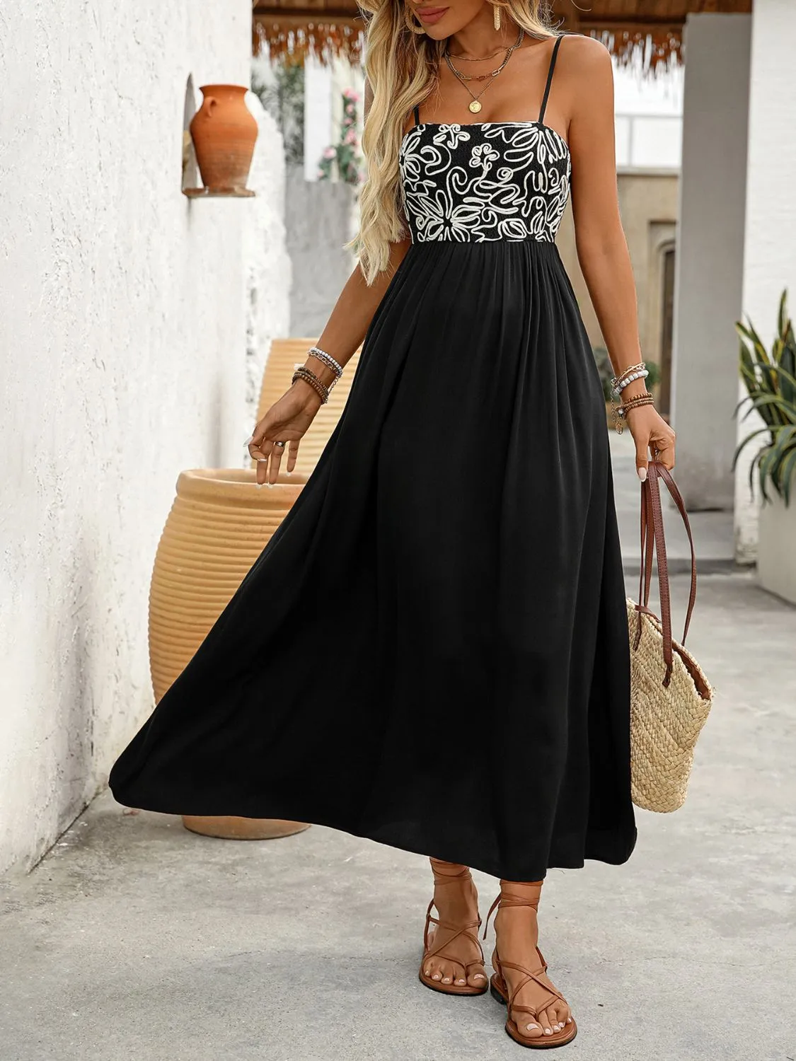 Smocked Midi Cami Dress with Pockets - Image 3