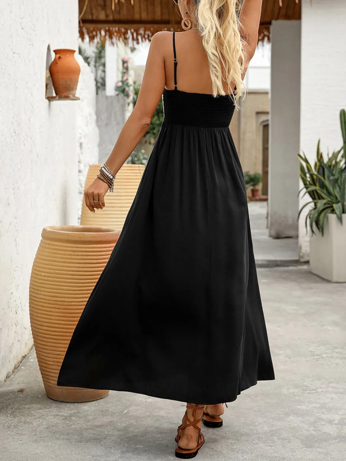 Smocked Midi Cami Dress with Pockets - Image 4