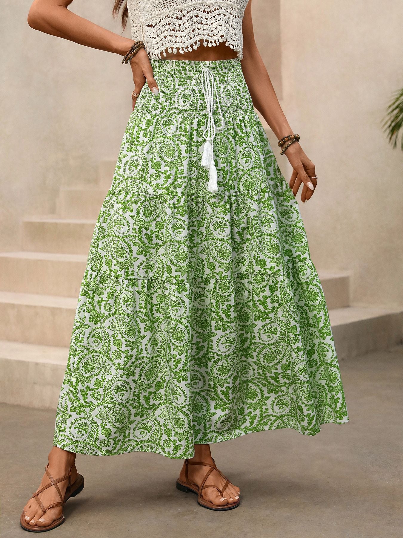 Smocked Printed Skirt - Image 5