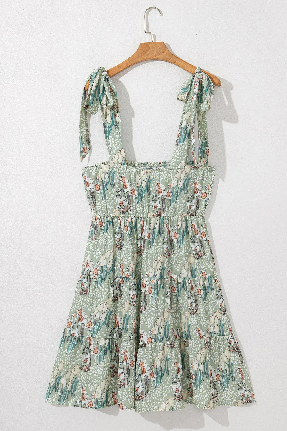 Smocked Printed Tie Shoulder Mini Cami Dress - Image 7